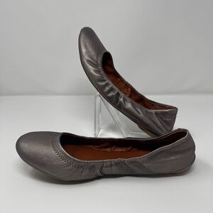 Lucky Brand Emmie Ballet Flats | Metallic Gray Pewter Leather | Women’s Size 9.5